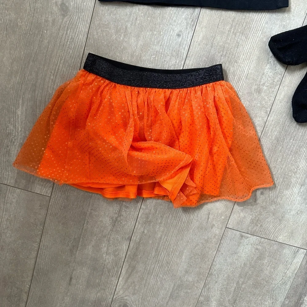 Halloween Glow in the Dark Top, Tutu Skirt, Knee High Socks 3-Piece Outfit Set